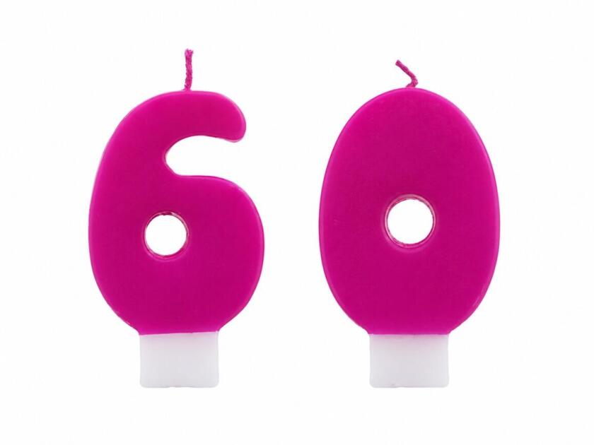 Geburtstagskerzen Zahl 6 & 0 Dunkelpink
