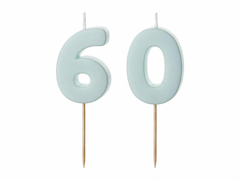 Tortenkerzen Set Zahl 6 & 0 Hellblau