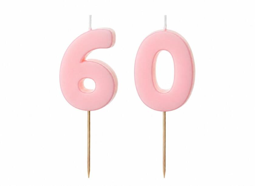Tortenkerzen Set Zahl 6 & 0 Hellpink