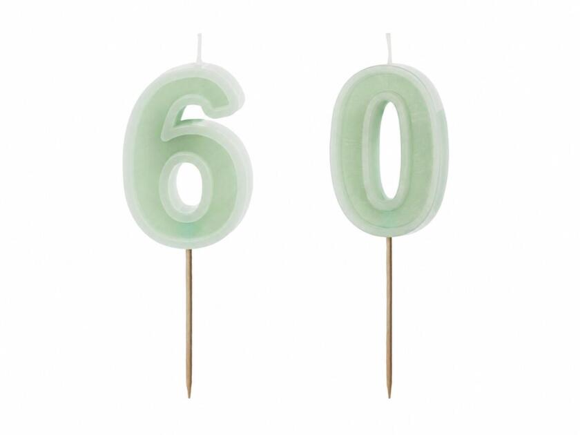Geburtstagskerzen Hellem Grün Set 6 & 0
