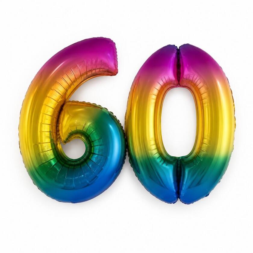 Zahlenballons Regenbogen Set 6 & 0 40cm