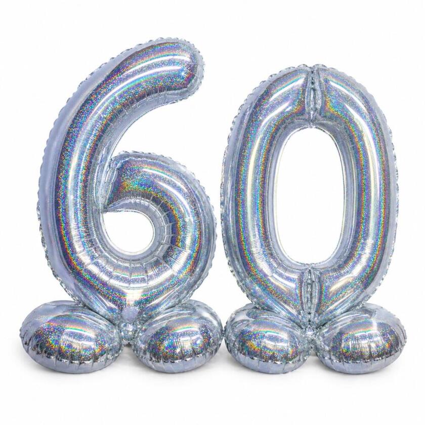 Zahlenballons Stehende Silber Set 6 & 0)