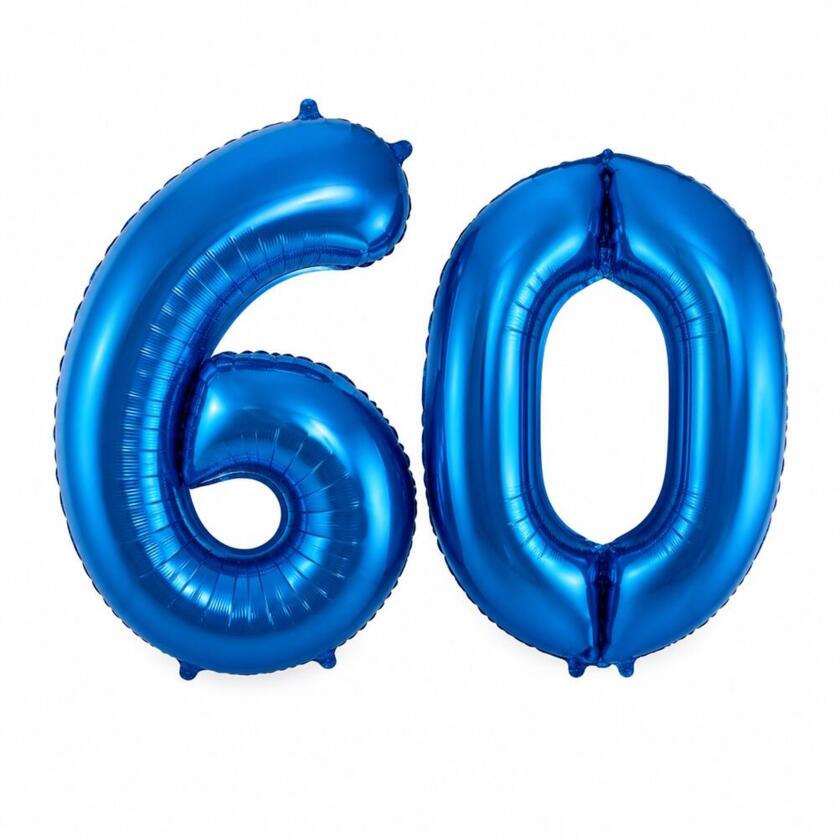 Zahlenballon Set Zahl 60 Blau 6 & 0 - 85 cm