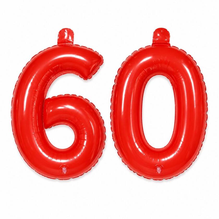 Zahlenballons Rot Set 6 & 0 Latex