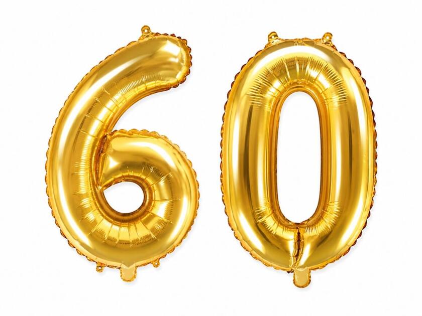 60 Geburtstagsballons Set 6 & 0 Gold 35cm