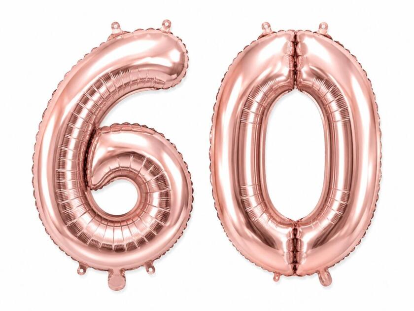 60 Geburtstagsballons Roségold - Set 6 & 0 35cm