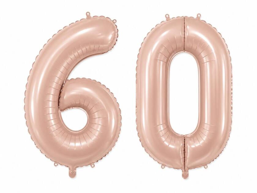 60 Geburtstagsballons Dunkelbeiges Set 6 & 0