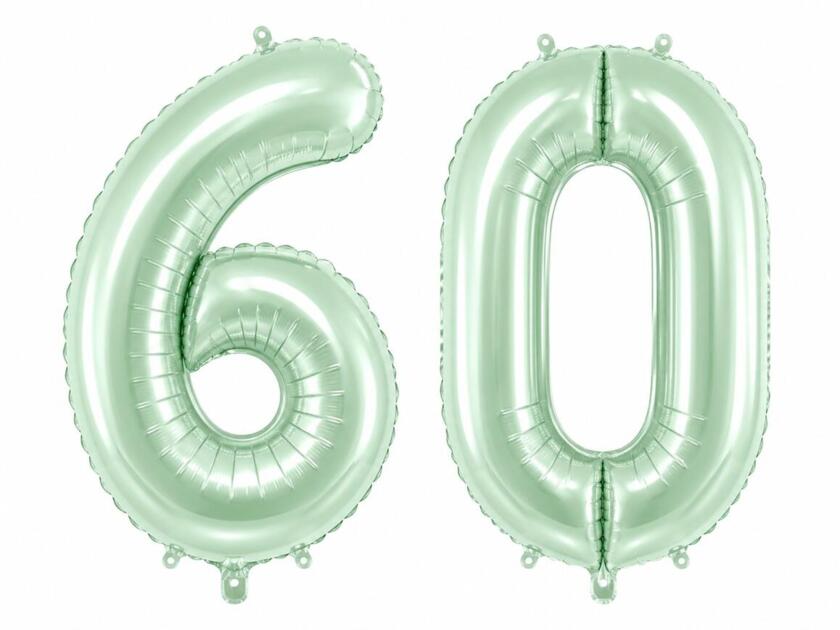 60 Geburtstagballons Grün Set 6 & 0