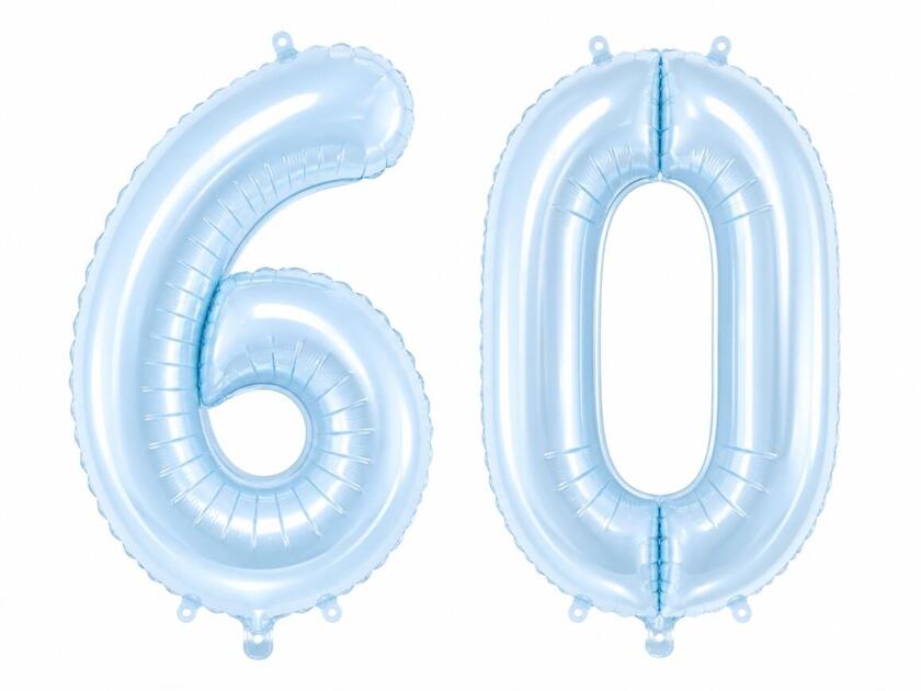 60 Geburtstagsballons Helles Blau Set 6 & 0