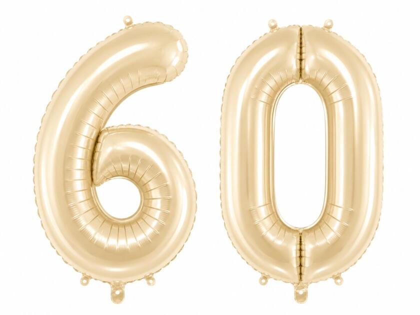 60 Geburtstagsballons Beiges - Set 6 & 0