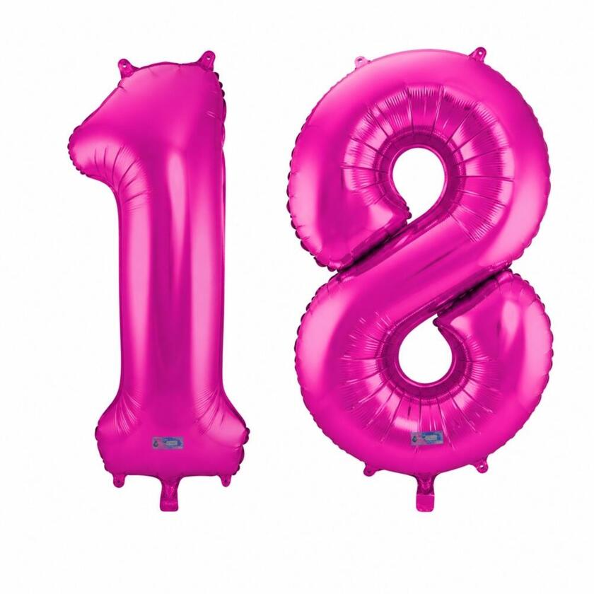 18 Geburtstag Ballon Set 1 & 8 Pink