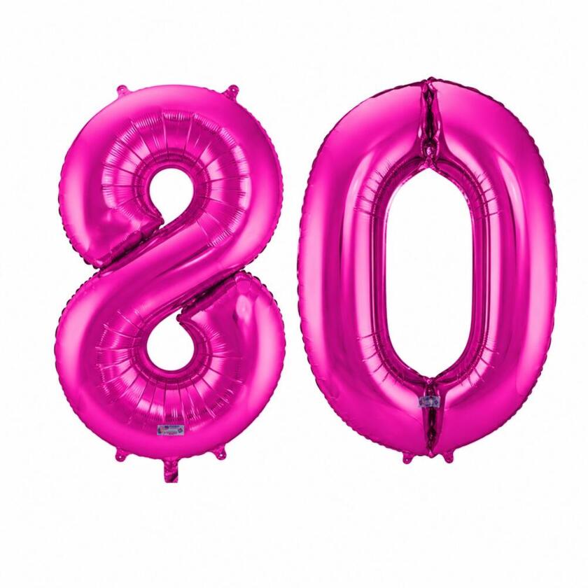 80 Geburtstag Ballon Set 8 & 0 Pink