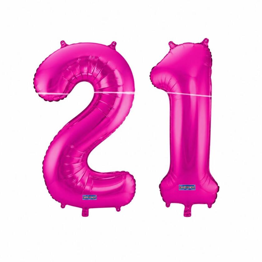 21 Geburtstag Ballon Set 2 & 1 Pink