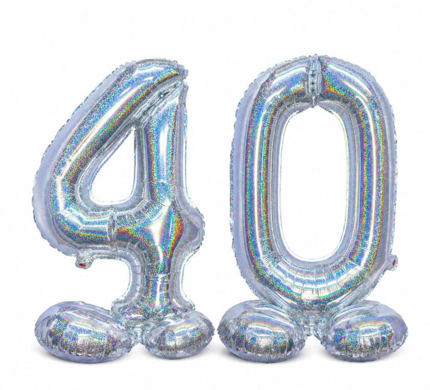 40 Geburtstag Stehende Ballon Set 4 & 0 Silber