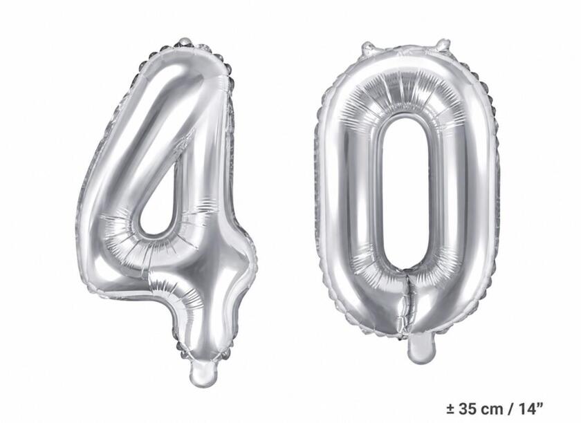 Zahlenballons 40 Silber - Set 4 & 0 35cm