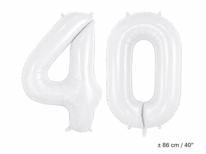 Zahlenballons 40 Weiss - Set 4 & 0 86cm