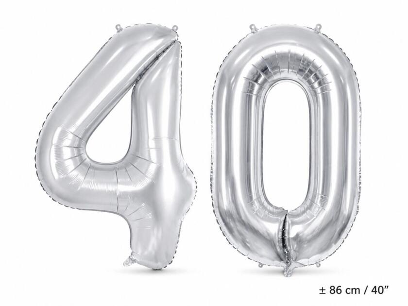 Zahlenballons 40 Silber - Set 4 & 0 86cm