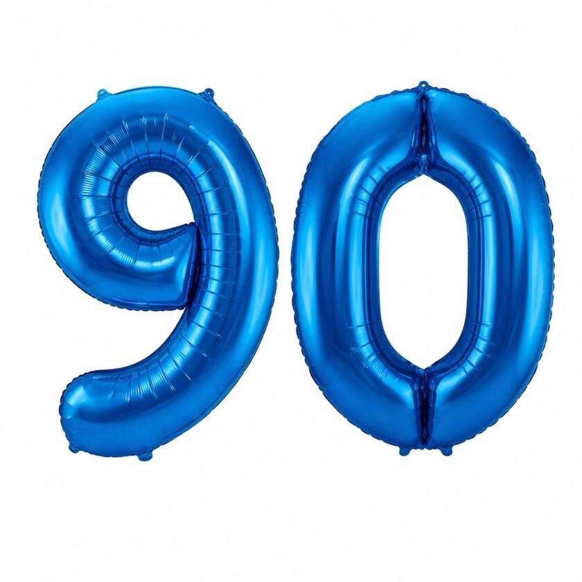 90 Geburtstag Ballon Set 9 & 0 Blau 86cm