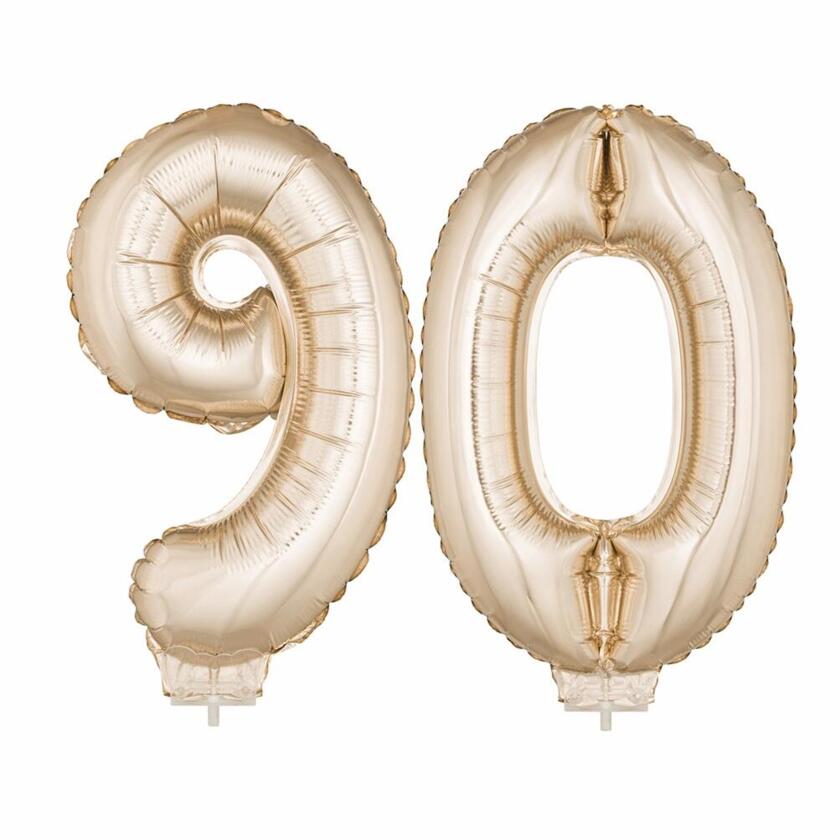 90 Geburtstag Ballon Set 9 & 0 Champagne