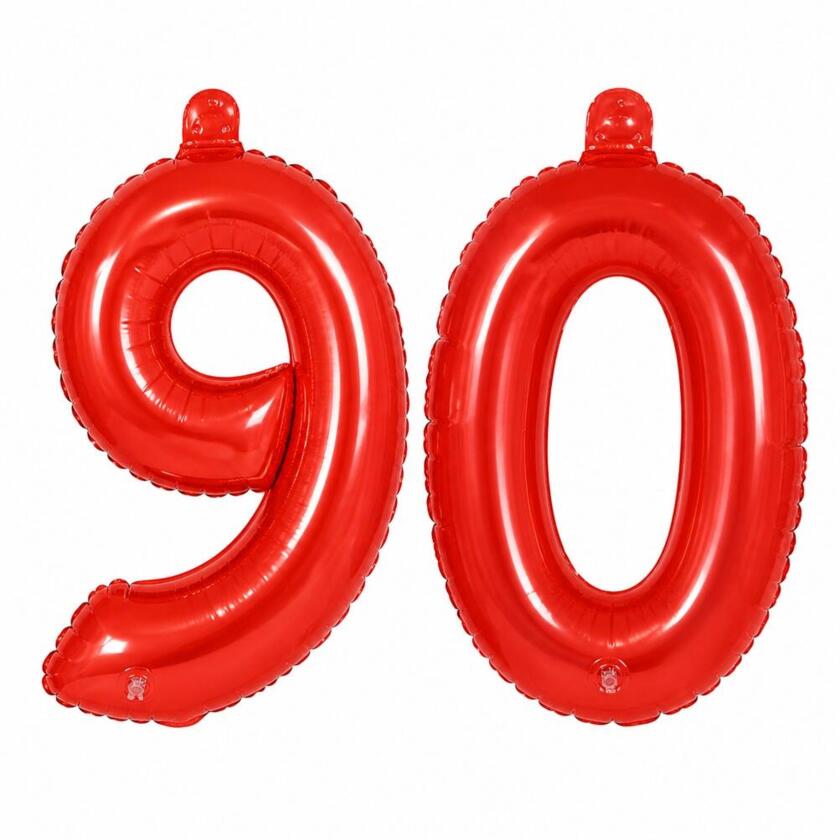 Zahlenballon Set 90 Latex Ballons - 9 & 0 Rot