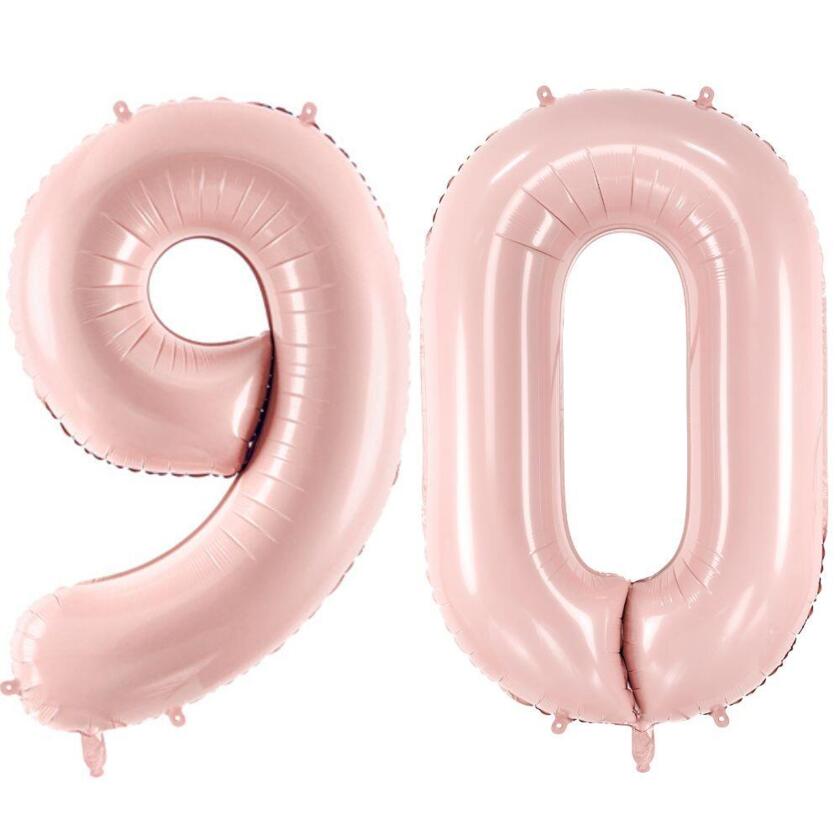 Zahlenballon 90 Hellpink - Set 9 & 0 72cm