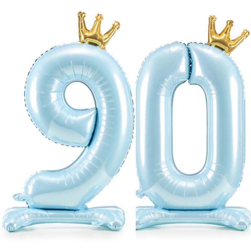 90 Geburtstag Ballon Set 9 & 0 Hellblau 84cm