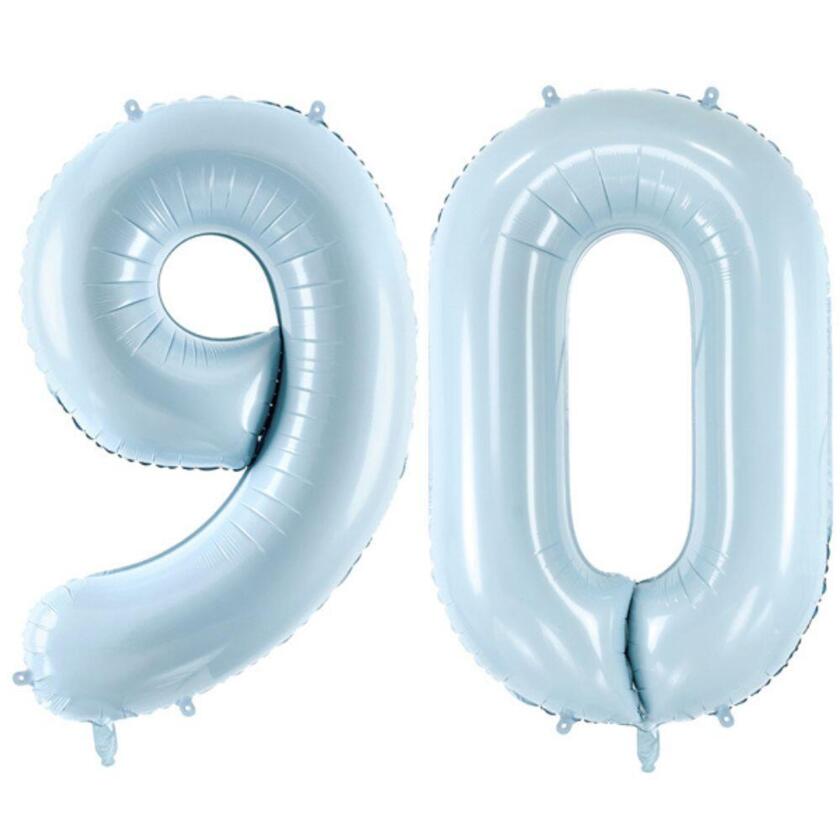 90 Geburtstag Ballon Set 9 & 0 Helles Blau 72cm