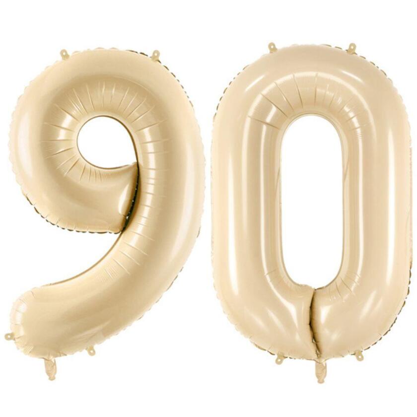 90 Geburtstag Ballon Set 9 & 0 Beige 72cm