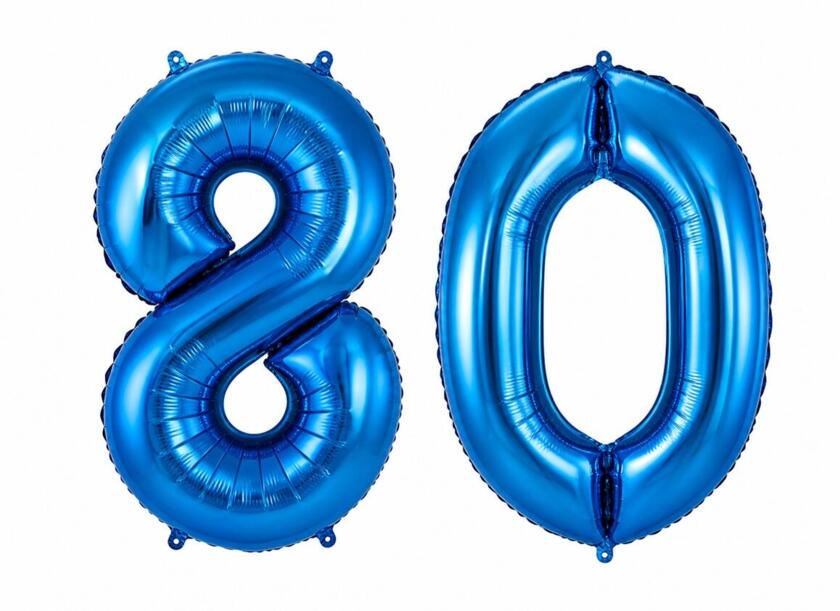 80 Geburtstag Ballon Set 8 & 0 Blau 86cm