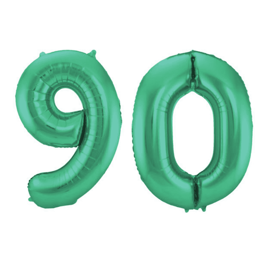 90 Geburtstag Ballon Set 9 & 0 Grün 86cm