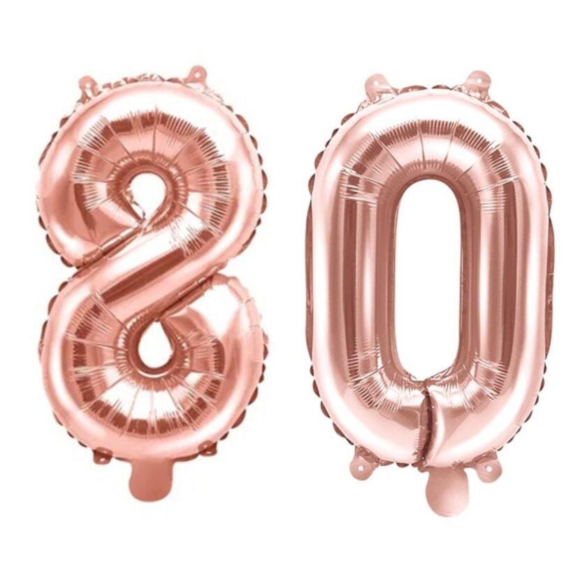 Zahlenballon Set 80 Roségold 35cm
