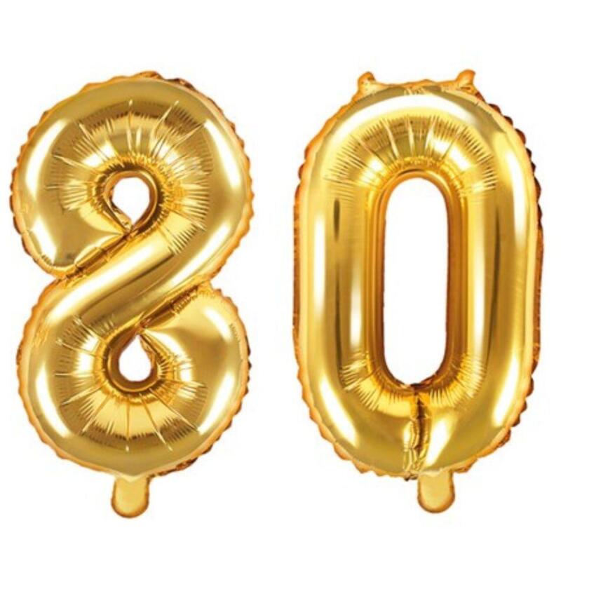 Zahlenballon Set 80 Gold 35cm