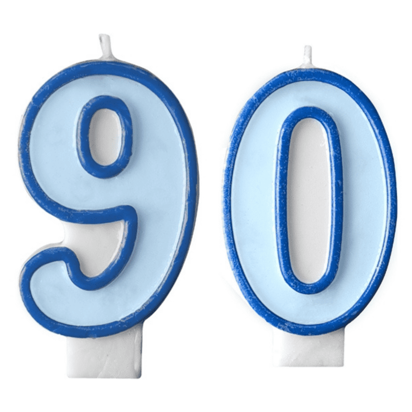 90 Geburtstag Geburtstagskerzen Blau