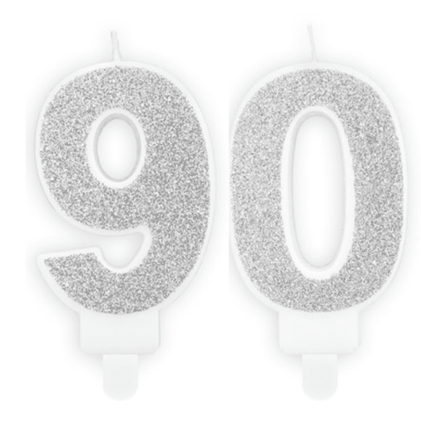 Geburtstagskerzen 90 Silber Set 9 & 0