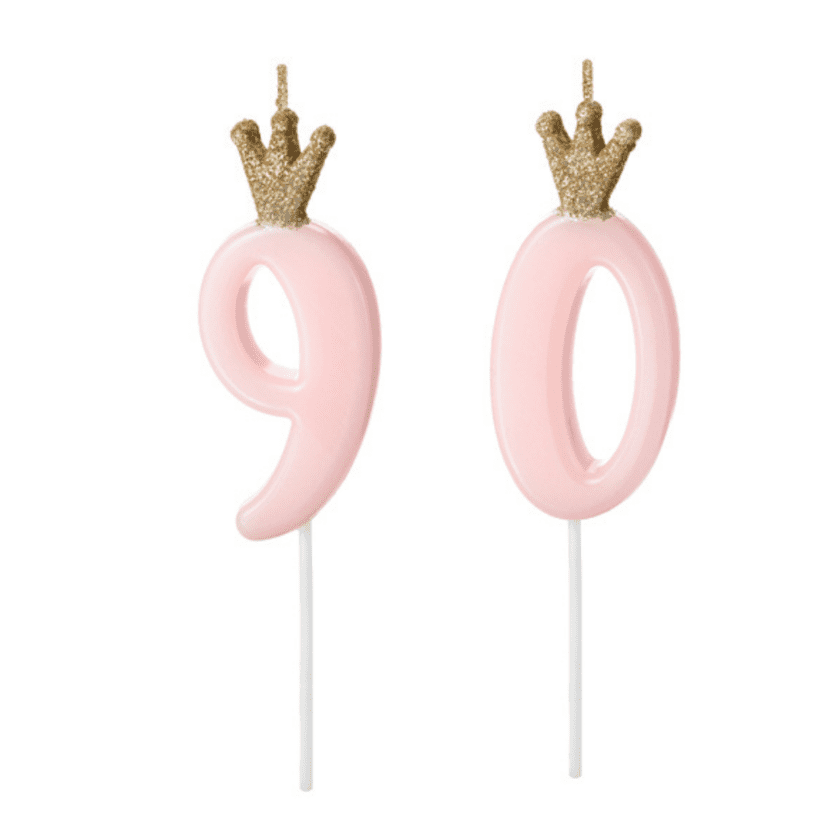 90 Geburtstag Geburtstagskerzen Pink Krone