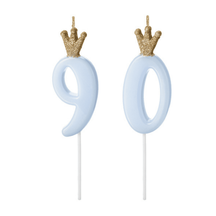 90 Geburtstag Geburtstagskerzen Blau Krone