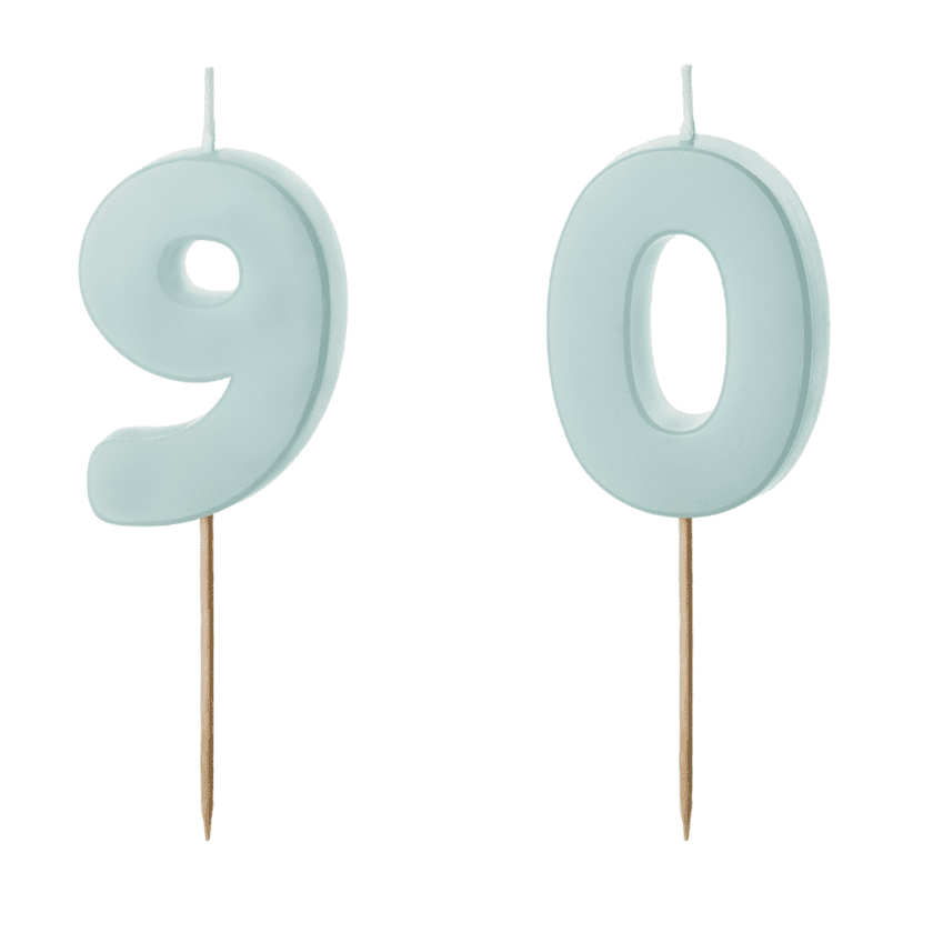 90 Geburtstag Geburtstagskerzen Hellblau