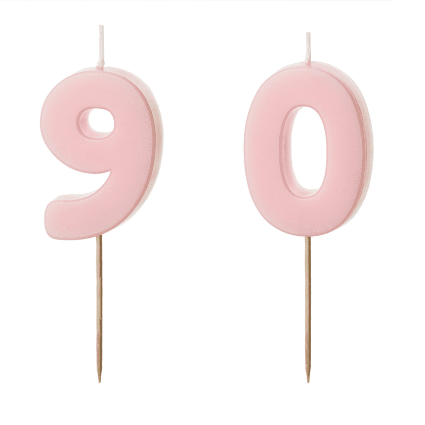 90 Geburtstag Geburtstagskerzen Hellpink