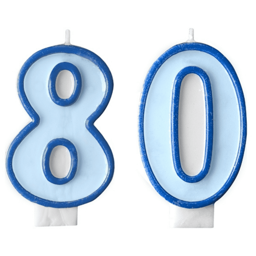 80 Geburtstag Geburtstagskerzen Blau