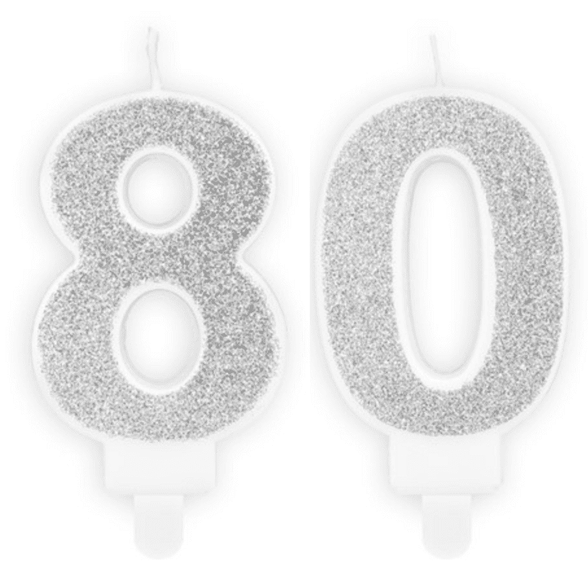 Geburtstagskerzen 80 Silber Set 8 & 0