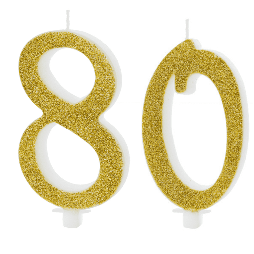 Geburtstagskerzen 80 Goldig Set 8 & 0