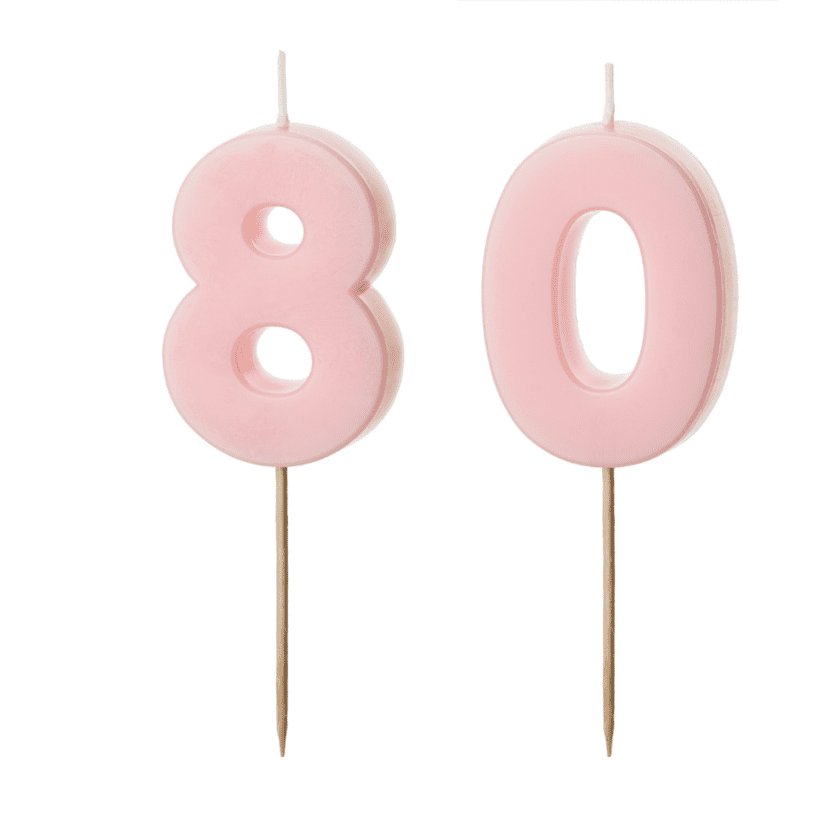 80 Geburtstag Geburtstagskerzen Hellpink