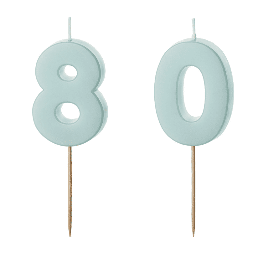 80 Geburtstag Geburtstagskerzen Hellblau