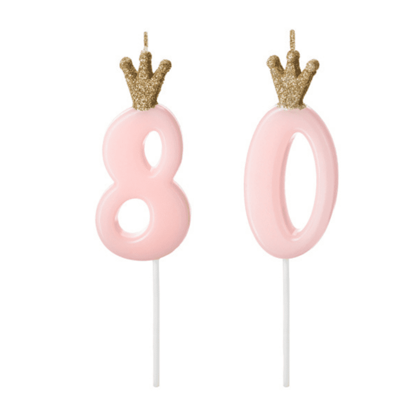 80 Geburtstag Geburtstagskerzen Pink Krone