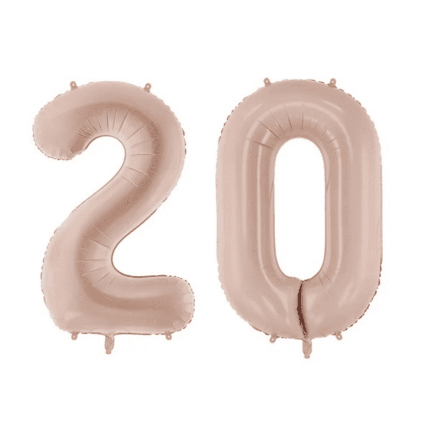 20 Geburtstagsballon Set 2 & 0 Dunkelbeige 72cm