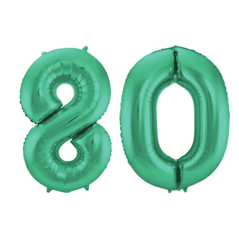 80 Geburtstag Ballon Set 8 & 0 Grün 86cm