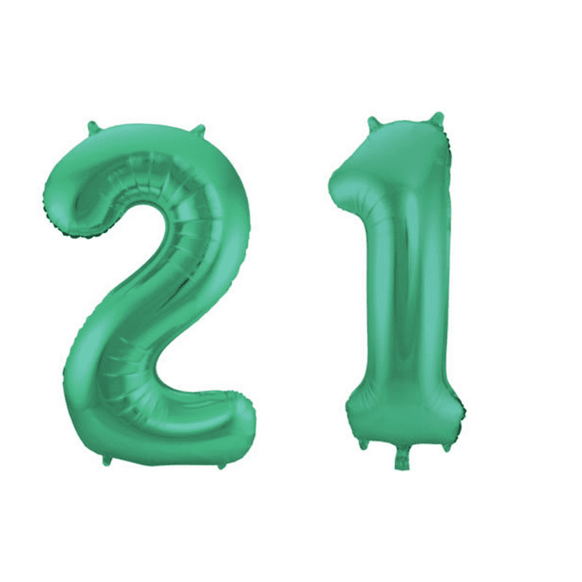 21 Geburtstag Ballon Set 2 & 1 Grün 86cm