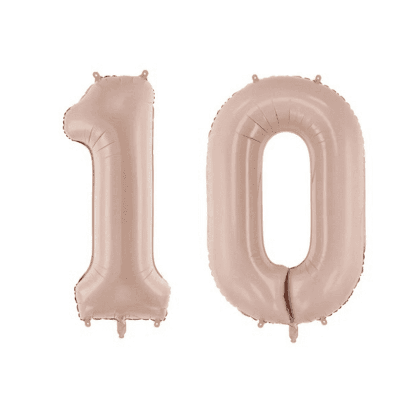 Zahlenballons 10 Geburtstag Ballon Set 1 & 0 Dunkelbeige 72cm