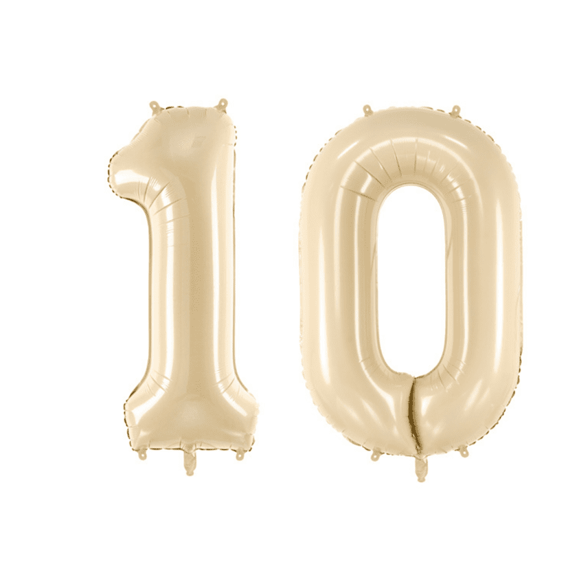 Zahlenballons 10 Geburtstag Ballon Set Beige 72cm