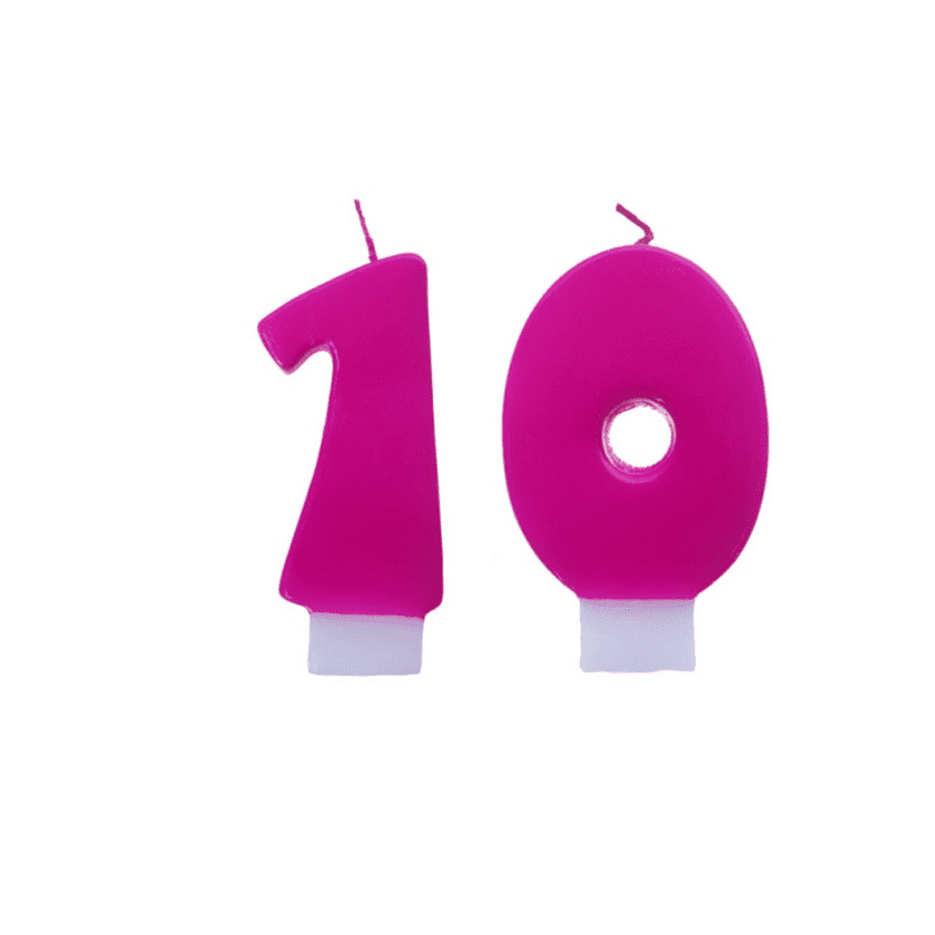 10 Geburtstag Geburtstagskerzen Dunkelpink